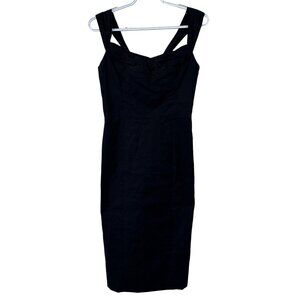 Betsey Johnson Y2K Bodycon Pinup Dress NWT Vtg Size 4 Black Bow Tie Embroidered